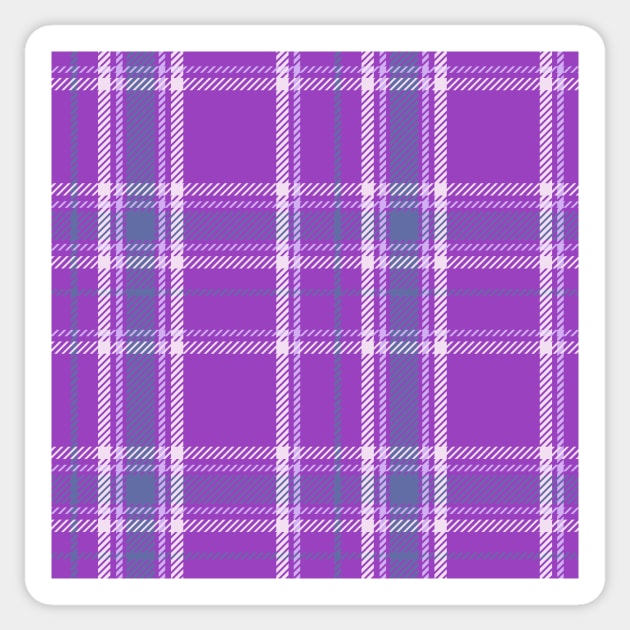 Academia Plaid Tartan in Lavender, White, and Purple Sticker by gloobella
